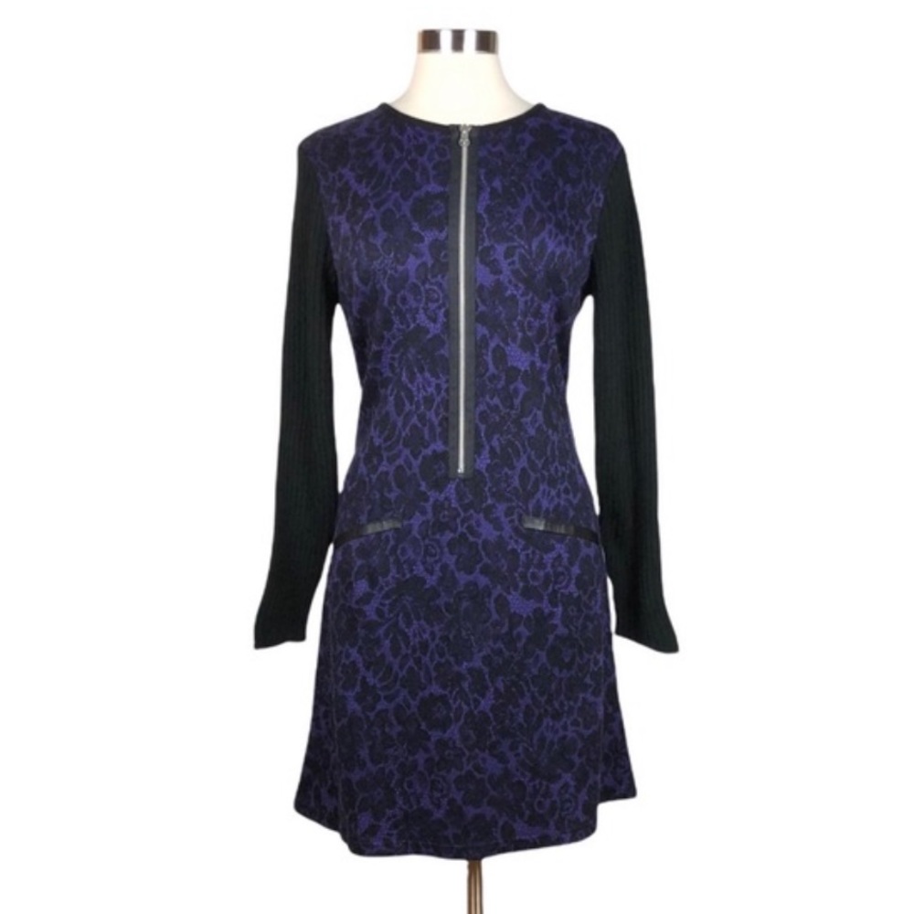 Lemmie for Nina Leonard Purple and Black Floral Dress